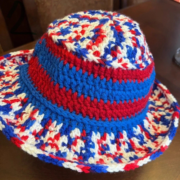 NEW- Handmade Red, White & Blue Bucket Hat for Patriot Day/ Sun Hat. Adult Size - Picture 3 of 13
